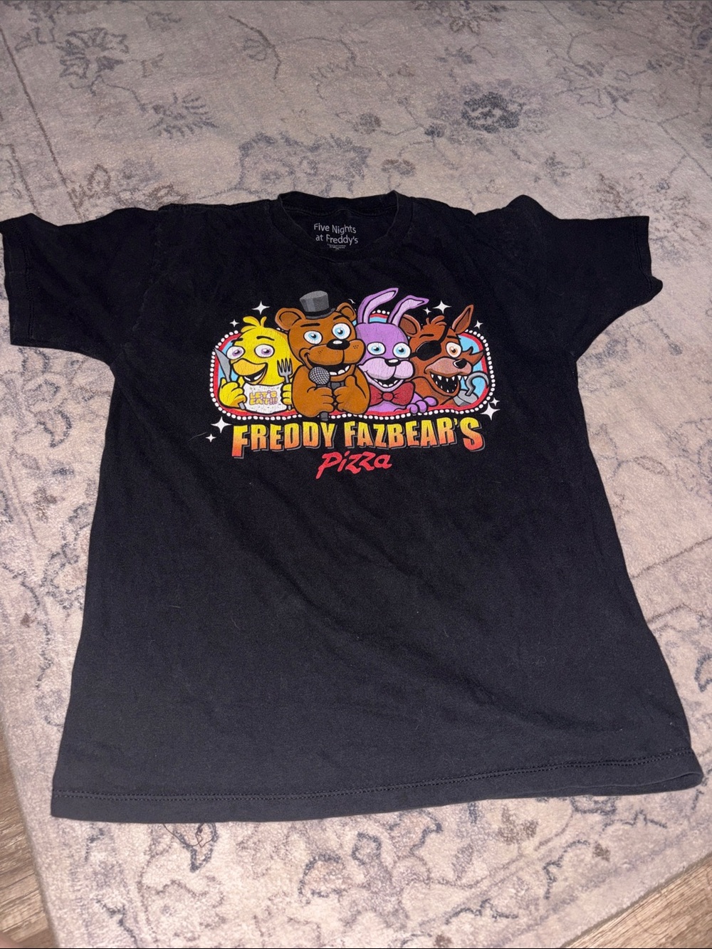 Five Nights at Freddy's Freddy Fazbear's Pizza Black Graphic Tee